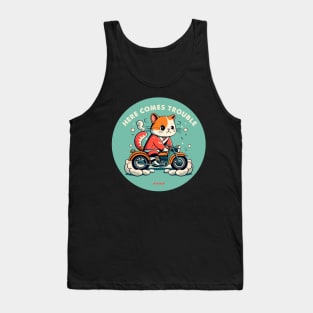 here comes trouble biker cat Tank Top